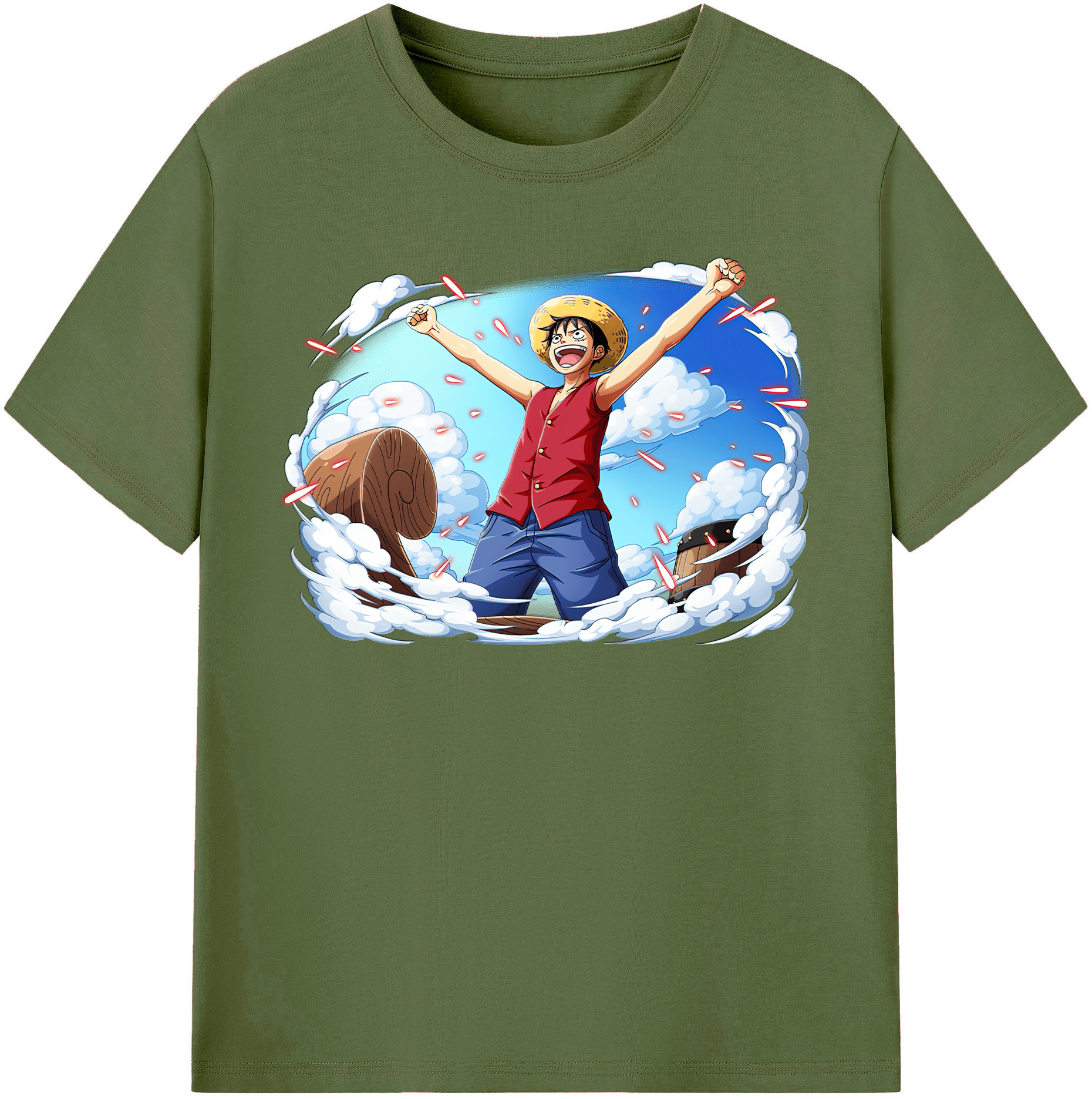 ワンピース モンキー・D・ルフィ ONE PIECE Monkey D. Luffy 綿100％半袖Tシャツ（フロントプリント）